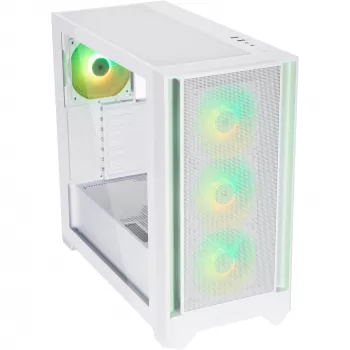 Caixa Mid-Tower SILENTWARE Flow 110 ARGB White Tempered Glass