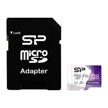 Silicon Power Cartão de memória microSDXC 128GB Superior Pro UHS-I U3 V30 A1 com adaptador SD