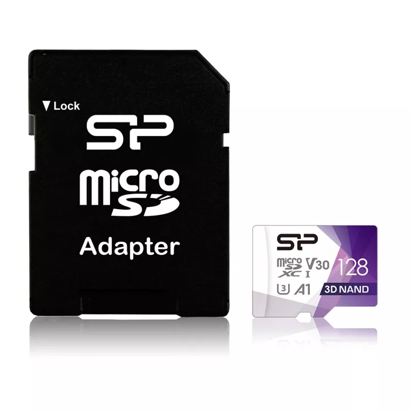 Silicon Power Cartão de memória microSDXC 128GB Superior Pro UHS-I U3 V30 A1 com adaptador SD