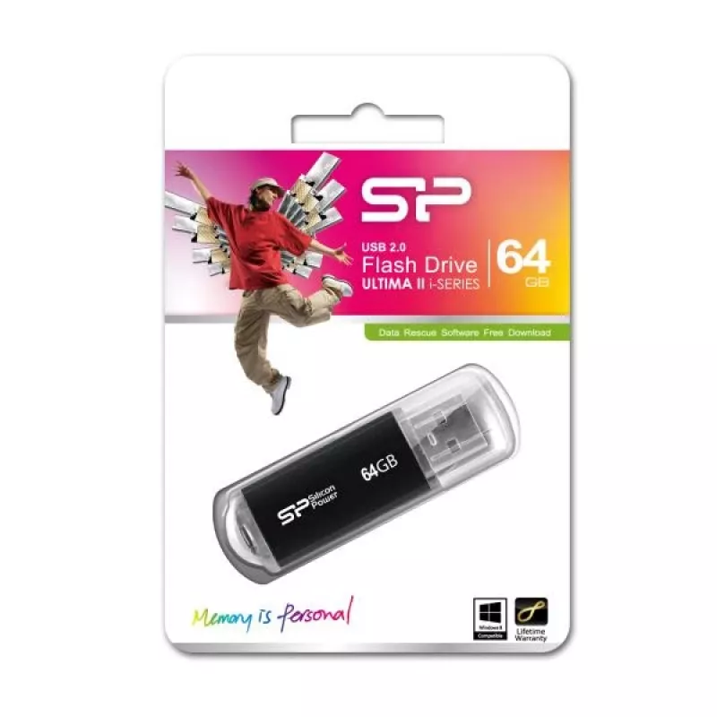 Silicon Power Ultima II i-Series pen USB 64GB, preto (SP064GBUF2M01V1K)