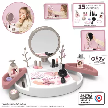 SIMBA-DICKIE My Beauty Studio Penteadeira interativa para jogo de faz de conta com espelho iluminado e 10 acessórios para crianças dos 3 aos 6 anos