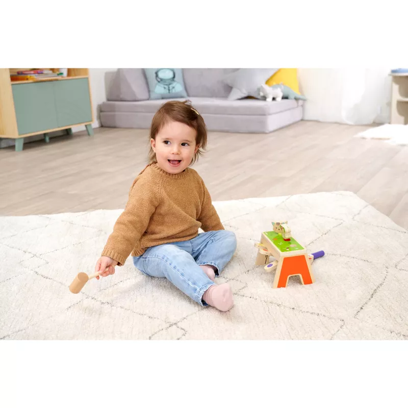 SIMBA-DICKIE jogo de martelar pop-up – brinquedo de madeira com 16 peças e figuras pop-up
