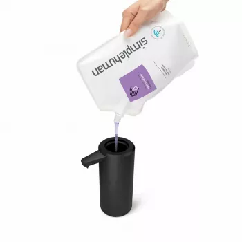 Dispensador de sabão com sensor simplehuman ST1084, aço inoxidável preto, 266 ml, automático sem contacto, sensor de movimento infravermelho, quantidade ajustável, bomba antiobstrução, resistente a impressões digitais
