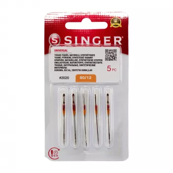 Singer 2020 Agulhas universais para máquina, tamanho 12/80, pack de 5
