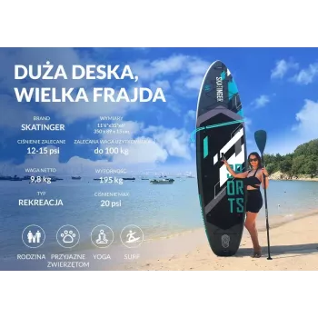 Prancha de stand-up paddle insuflável SKATINGER Grey desportiva 350x89x15 cm