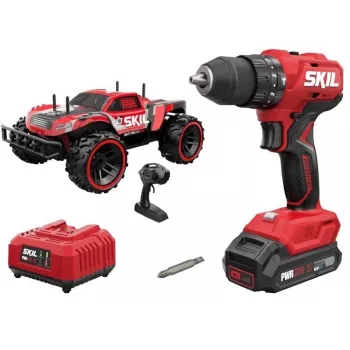 Berbequim de percussão e aparafusadora SKIL + carro RC, 1x2Ah 18V
