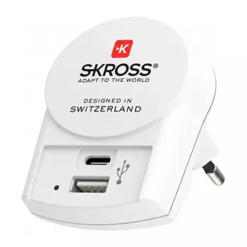 SKROSS Pro+ USB AC30PD adaptador de viagem mundial com 30W USB-C PD e USB-A