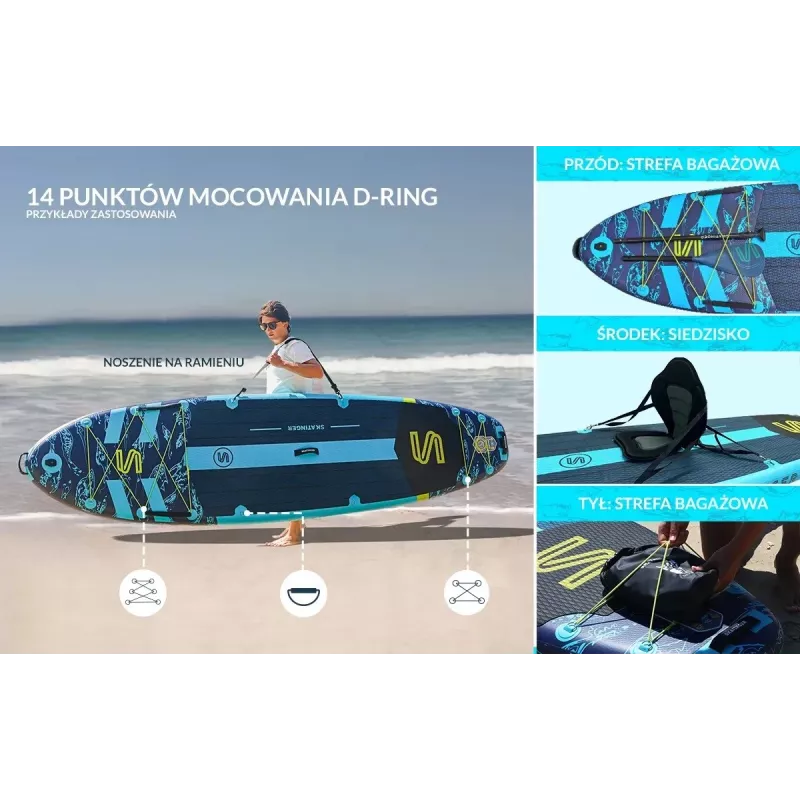 Prancha de stand-up paddle insuflável SKT ASIATICUS 350x89x15 cm Yoga