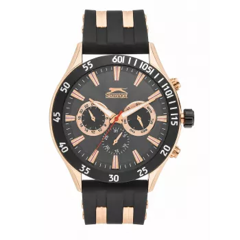 SLAZENGER MAN SL96076203 relógio de quartzo analógico de homem 48mm mostrador azul bracelete de pele castanha