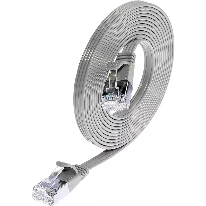 Cabo de rede Ethernet slim Wirewin Triotronik Cat6 U/FTP, 3m, ficha RJ-45 macho para macho, cinzento PKW-STP-SLIM-KAT6 3.0