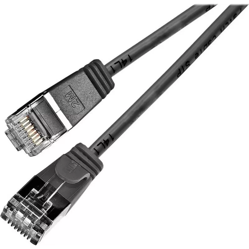 Cabo de rede blindado Cat6 Wirewin Triotronik PKW-LIGHT-STP-K6 0,15 SW, ficha RJ45 macho para ficha RJ45 macho, 0,15 m, preto