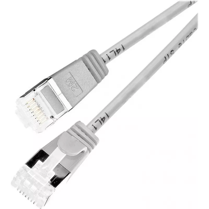 Wirewin PKW-LIGHT-STP-K6A 2.0 Cat 6a U/FTP Slim Cabo patch redondo, 2,0 m, cinzento, PoE, flexível