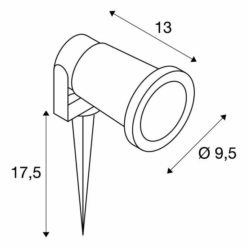SLV Nautilus Projetor de jardim com espeto 227410 GU10 IP65 com estaca de terra e cabo de 1,5 m preto