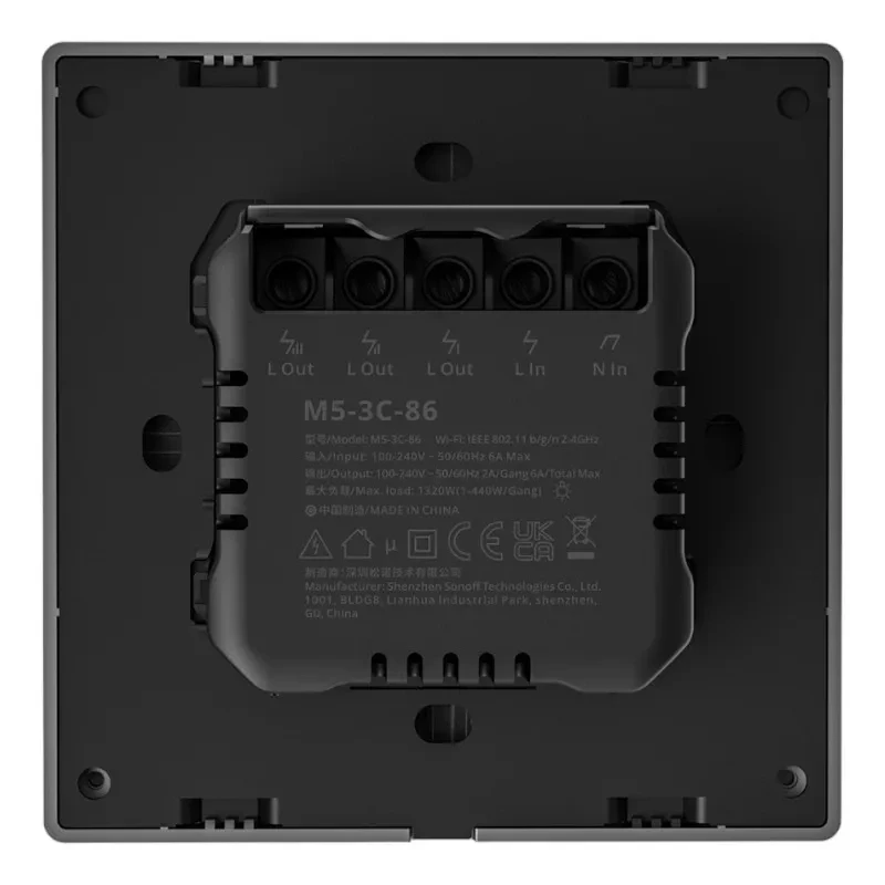 Interruptor de parede inteligente WiFi Sonoff M5 3C (3 canais)