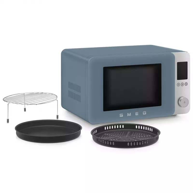 Micro-ondas combinado Smeg MOC02SBMEU, 9 funções, 2100 W, Storm Blue mate