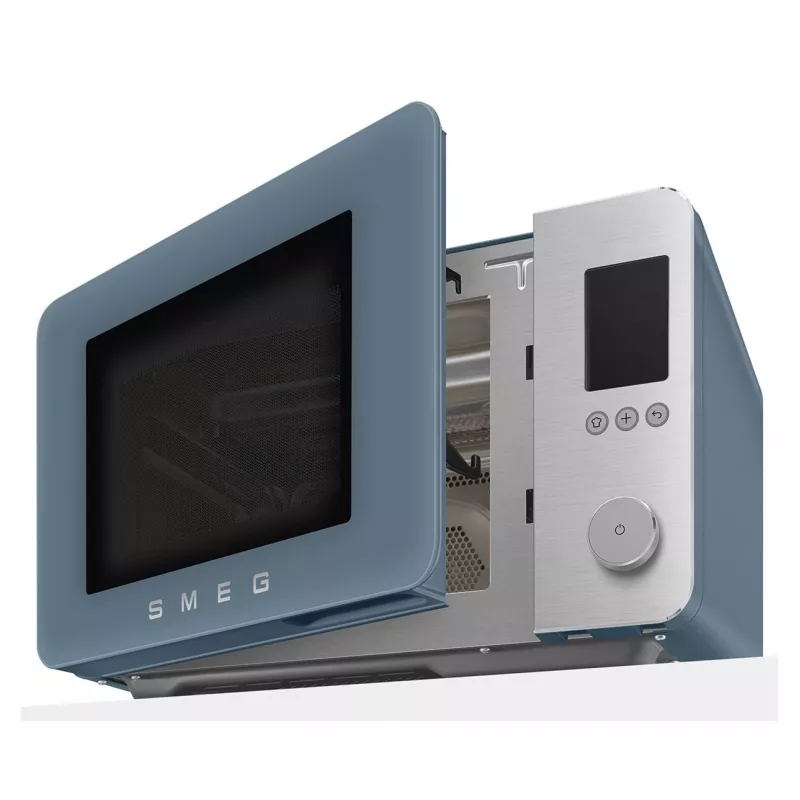 Micro-ondas combinado Smeg MOC02SBMEU, 9 funções, 2100 W, Storm Blue mate