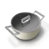 Panela de Barro Smeg CSF2412CRM, 24 cm, Revestimento Antiaderente Cerâmico, Pega em Aço Inoxidável, Creme Mate
