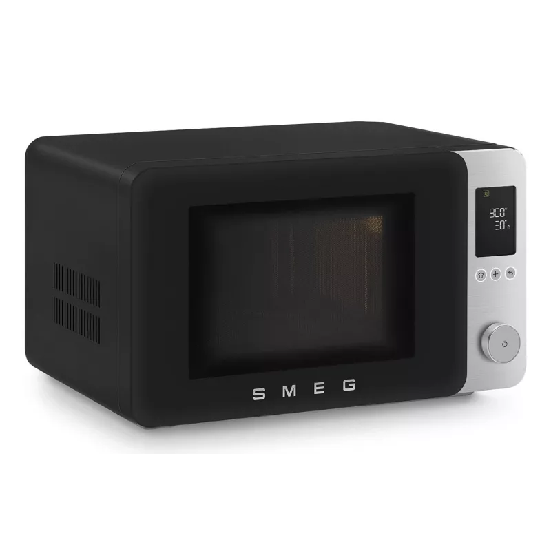 Micro-ondas combinado Smeg MOC02BLMEU, 9 funções, 2100 W, preto mate