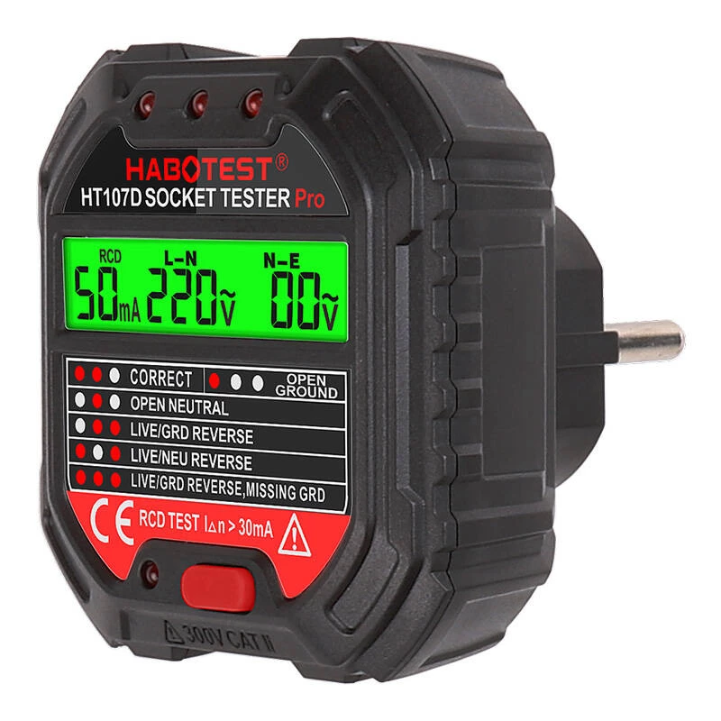 Testador de tomadas com visor digital Habotest HT107D