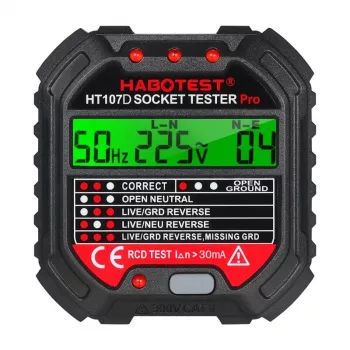 Testador de tomadas com visor digital Habotest HT107D