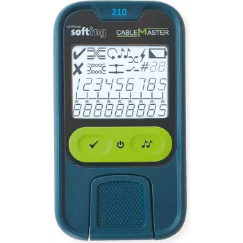 Testador de cabos de rede SOFTING CableMaster 210 com unidade remota, RJ45 e ficha F, deteção de continuidade, cablagem incorreta e pares separados 226101