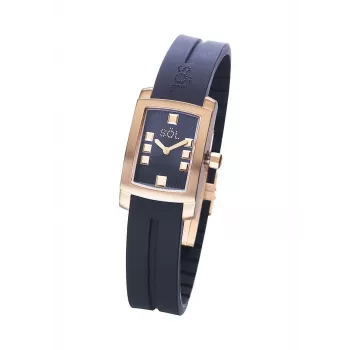 Relógio analógico de quartzo SOL WATCH WOMAN 10011/1 (23mm) - caixa de aço inoxidável, mostrador branco, bracelete de pele preta