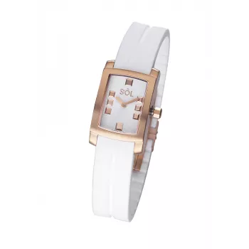 SOL WATCH WOMAN 10011/3 23mm quartzo analógico caixa em aço inoxidável bracelete em pele mostrador branco bracelete preto
