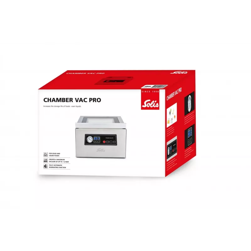 Solis Chamber Vac Pro (Type 5702) Seladora a vácuo de câmara S0136, 950 mbar, 350 W, Aço inoxidável