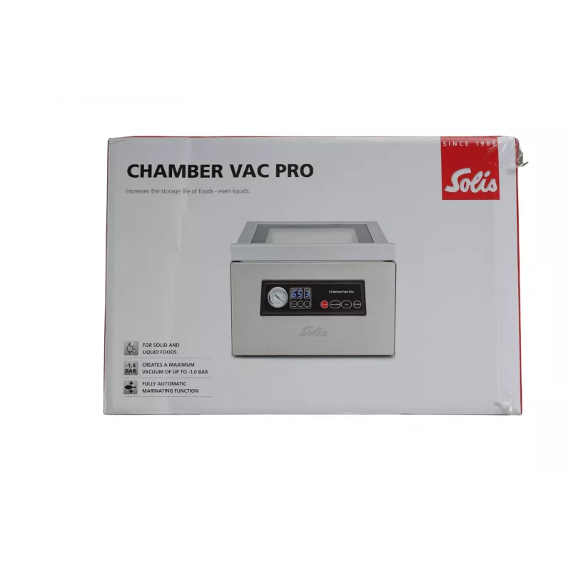 Solis Chamber Vac Pro (Type 5702) Seladora a vácuo de câmara S0136, 950 mbar, 350 W, Aço inoxidável