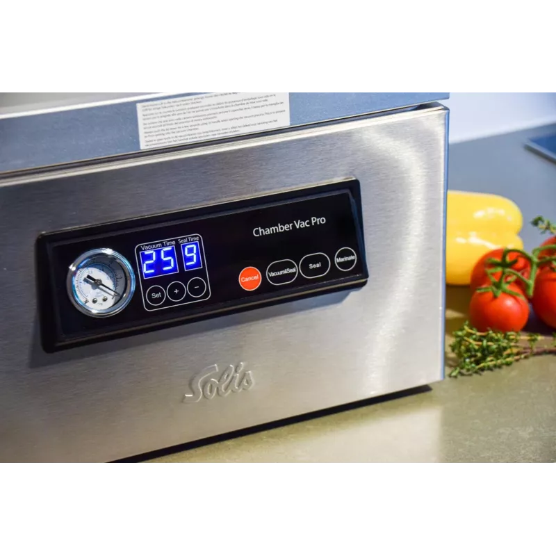 Solis Chamber Vac Pro (Type 5702) Seladora a vácuo de câmara S0136, 950 mbar, 350 W, Aço inoxidável