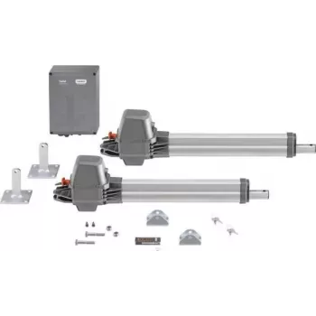 SOMMER CABLE twist M S3 Conjunto Motor de portão de batente giratório de 2 folhas 868,95 MHz Preto com fonte de alimentação Schuko