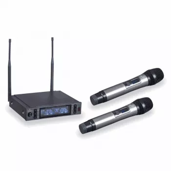 Sistema de microfones sem fios UHF de dois canais Soundsation WF-U2302HH