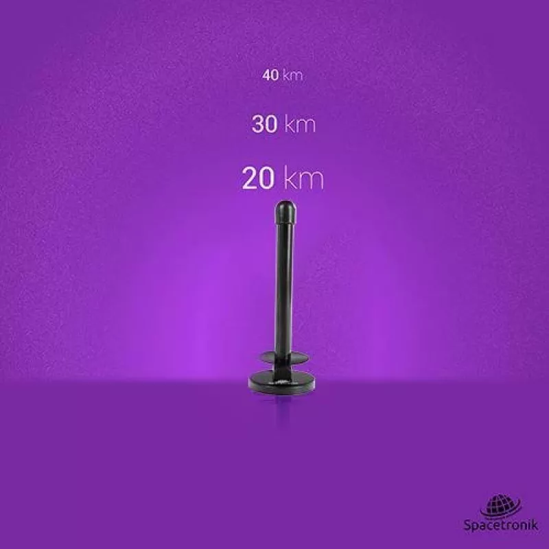 Antena magnética Spacetronik Hook TV DVB-T2 com amplificador de 28 dBi e cabo de 3 m