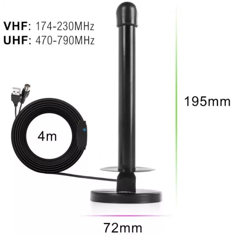 Antena magnética Spacetronik Hook TV DVB-T2 com amplificador de 28 dBi e cabo de 3 m