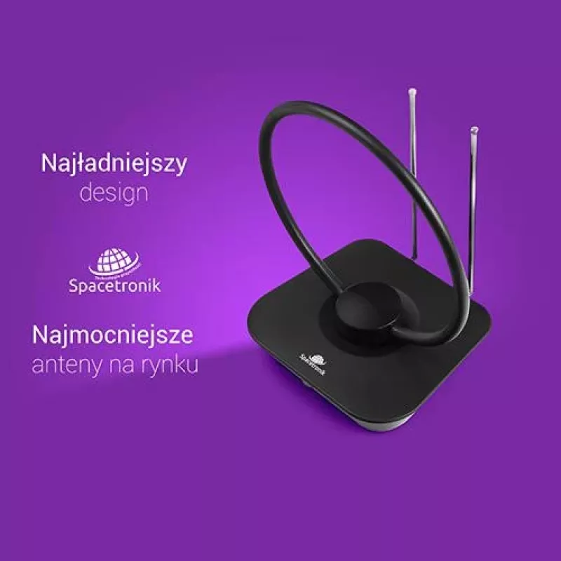 Antena DVB-T2 interior Spacetronik Locus com amplificador de 45 dB e fonte de alimentação