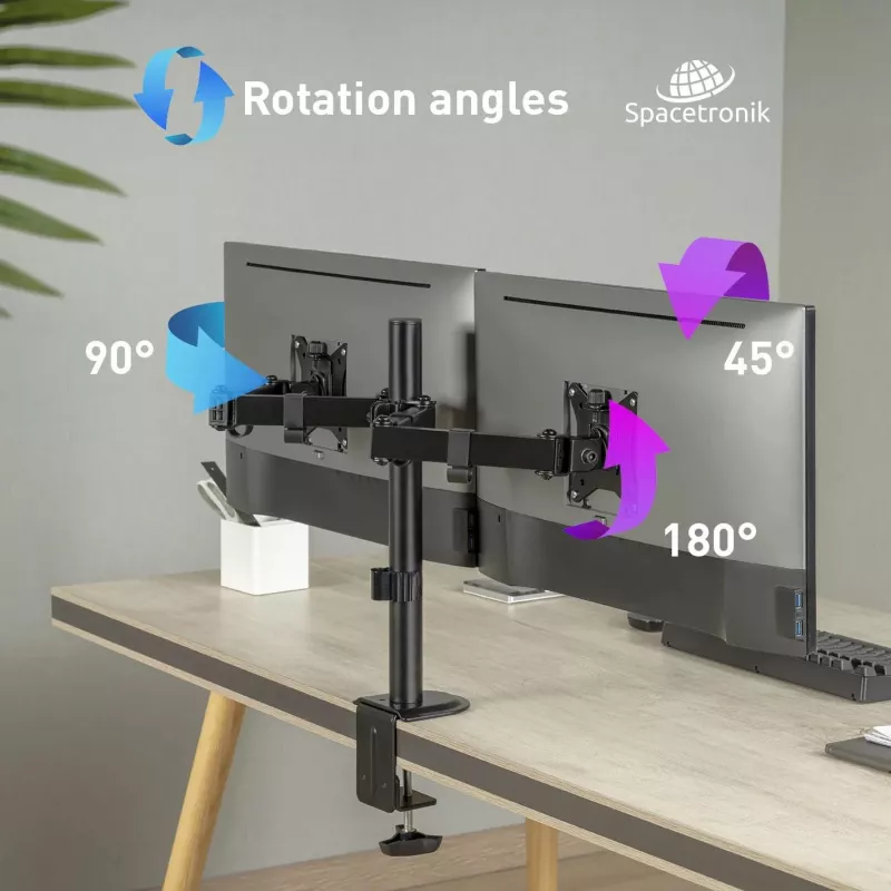 Suporte de secretária Spacetronik SPA-120 para 2 monitores