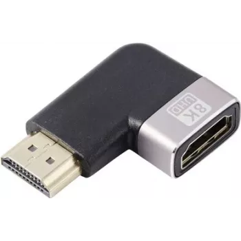 SpeaKa Professional SP-11302004 Adaptador HDMI 8K 60Hz 4K 120Hz 90° angular ficha para conector fêmea preto prateado