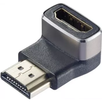 Adaptador HDMI SpeaKa Professional SP-11306836 8K 60Hz 4K 120Hz 90° para baixo angular macho para fêmea preto prateado