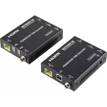 SpeaKa Professional SP-11562928 Conjunto extensor HDMI controlável por PC 4K@60Hz 70m CAT6 preto