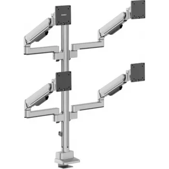 SpeaKa Professional SP-MM-1070 Suporte de secretária para quatro monitores para ecrãs de 17-40 polegadas, alumínio, altura ajustável, inclinação, rotação, rotação de 360°, 8 kg por braço, preto SP-14376404