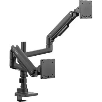 SpeaKa Professional SP-MM-980 Suporte de mesa para dois monitores para ecrãs de 17-49 polegadas, altura ajustável, inclinável, orientável, rotativo, mola a gás, preto SP-12355452