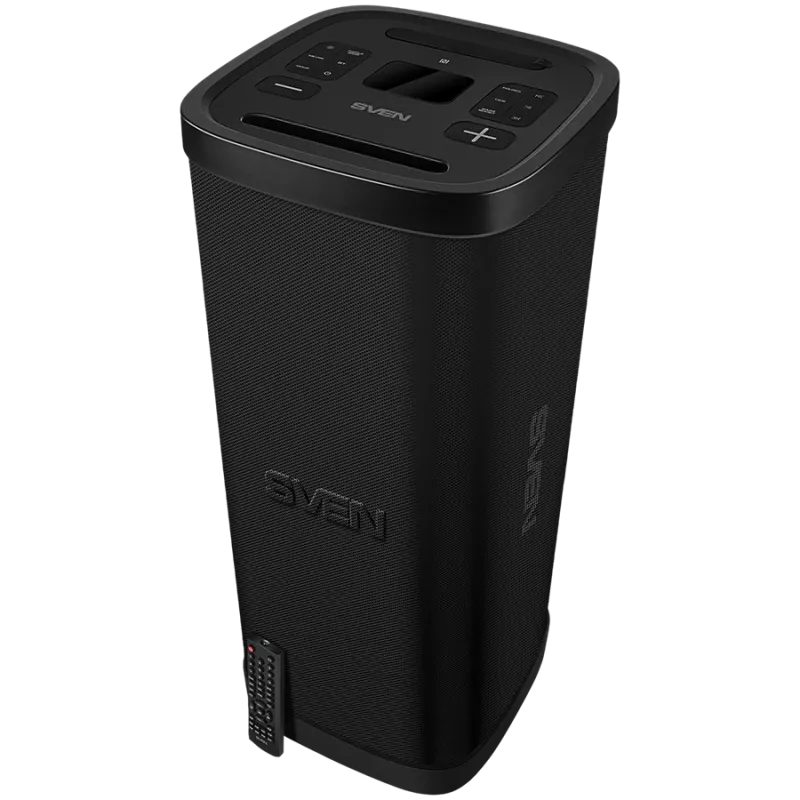 Altifalante Party-Box SVEN PS-1250, preto (300W, TWS, IPx4, Bluetooth, FM, USB, microSD, ecrã LED, 13500mAh)