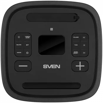 Altifalante Party-Box SVEN PS-1250, preto (300W, TWS, IPx4, Bluetooth, FM, USB, microSD, ecrã LED, 13500mAh)