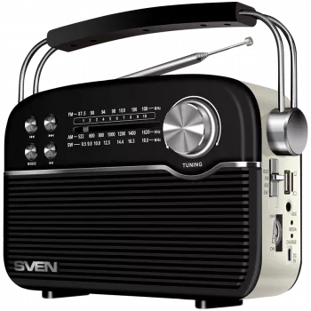 Altifalante SVEN SRP-500, preto (3W, Bluetooth, FM/AM/SW, USB, microSD, AUX, bateria)