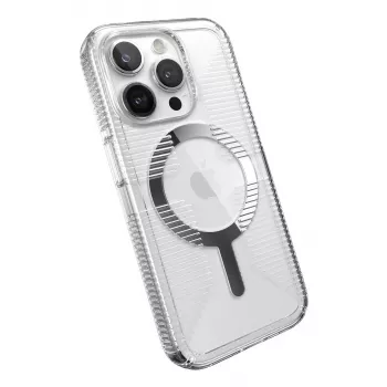 Speck Gemshell Grip + MagSafe para iPhone 15 Pro (Clear / Chrome Finish)