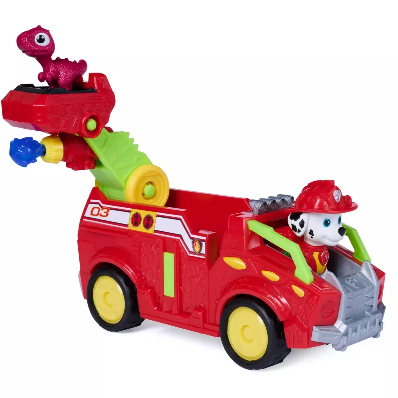 SPINMASTER Paw Patrol: The Dino Movie - Carrinho de bombeiros Dino do Marshall