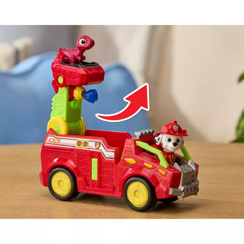 SPINMASTER Paw Patrol: The Dino Movie - Carrinho de bombeiros Dino do Marshall