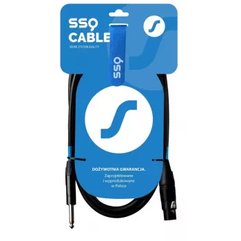 Cabo de áudio SSQ XZJM1 - ficha TS 6,35mm para conector fêmea jack XLR 3 pinos, 1m, preto