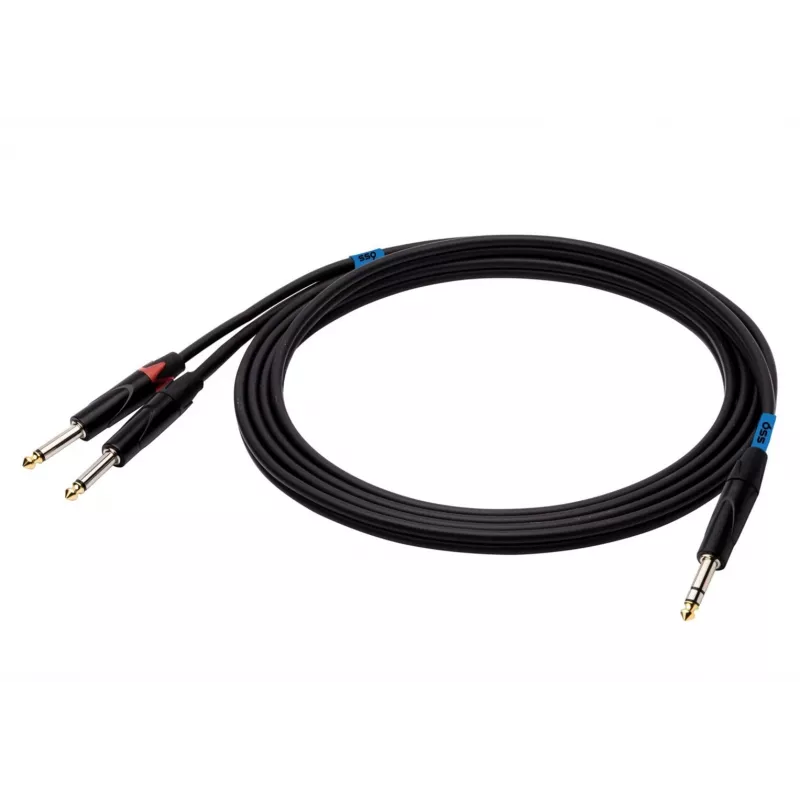 SSQ JSJM2 SS-1453 cabo jack estéreo - 2x jack mono 2 m preto