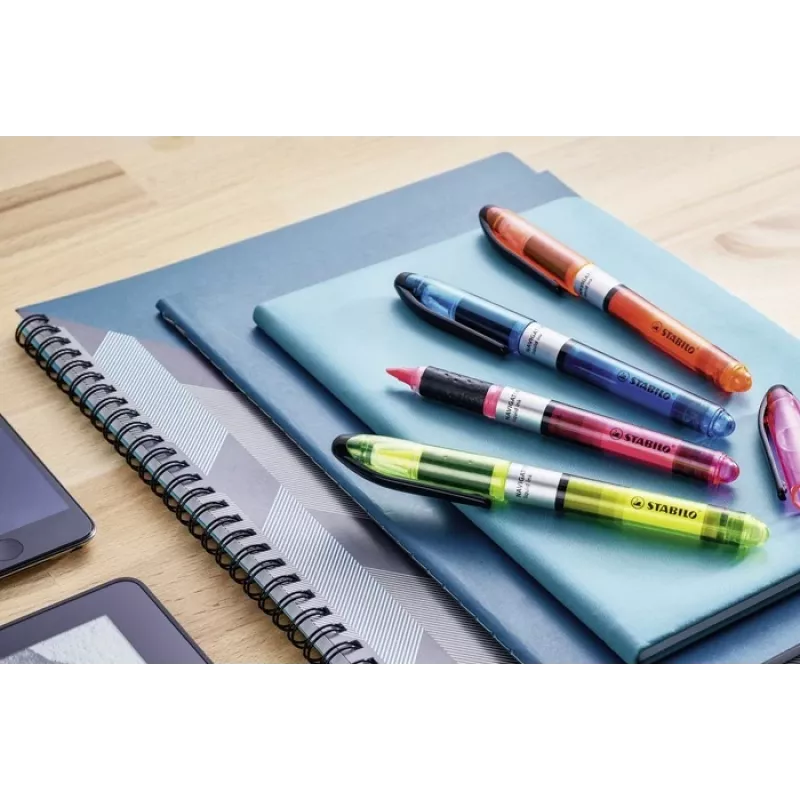 STABILO Navigator marcador fluorescente - pack de 10 - cores sortidas - ponta biselada - 1 mm fino / 5 mm largo - tinta à base de água